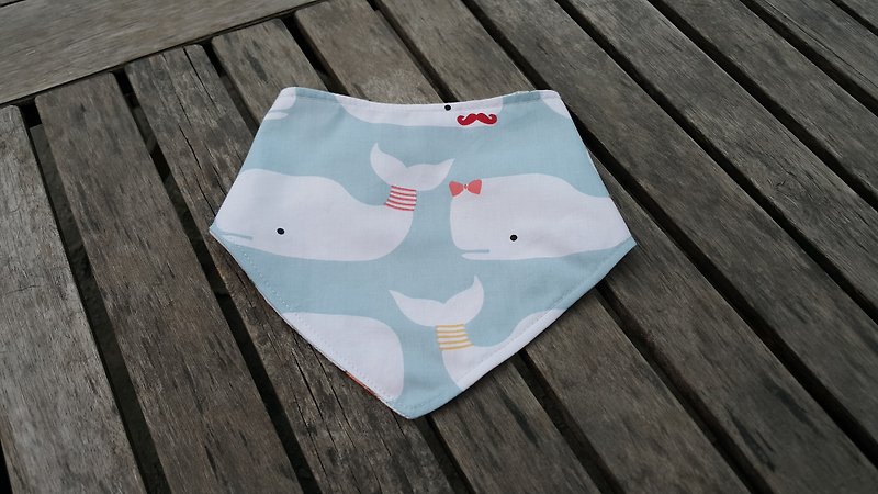 Cute whale (blue) baby-sided triangle scarf / bibs [DM160409] - Bibs - Other Materials Multicolor