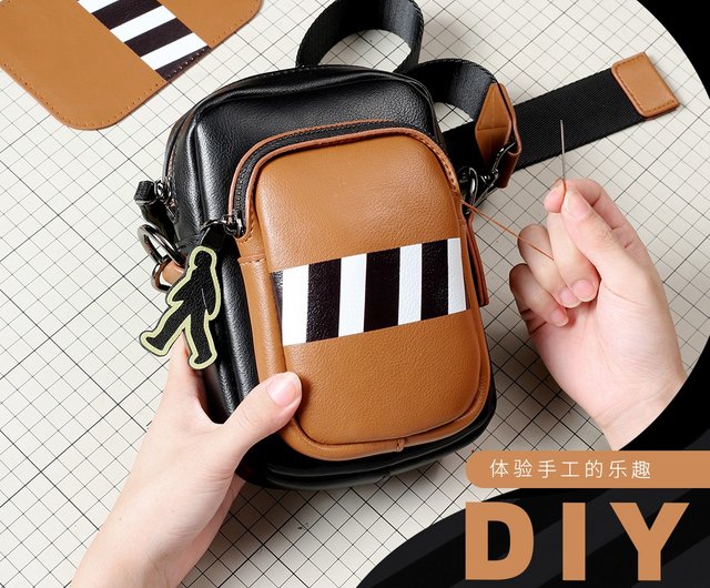 Stupid little fish men's messenger bag chest bag oblique bag side bag  leather bag diy bag homemade material bag - Shop chunxiaoyu-cn Messenger  Bags & Sling Bags - Pinkoi