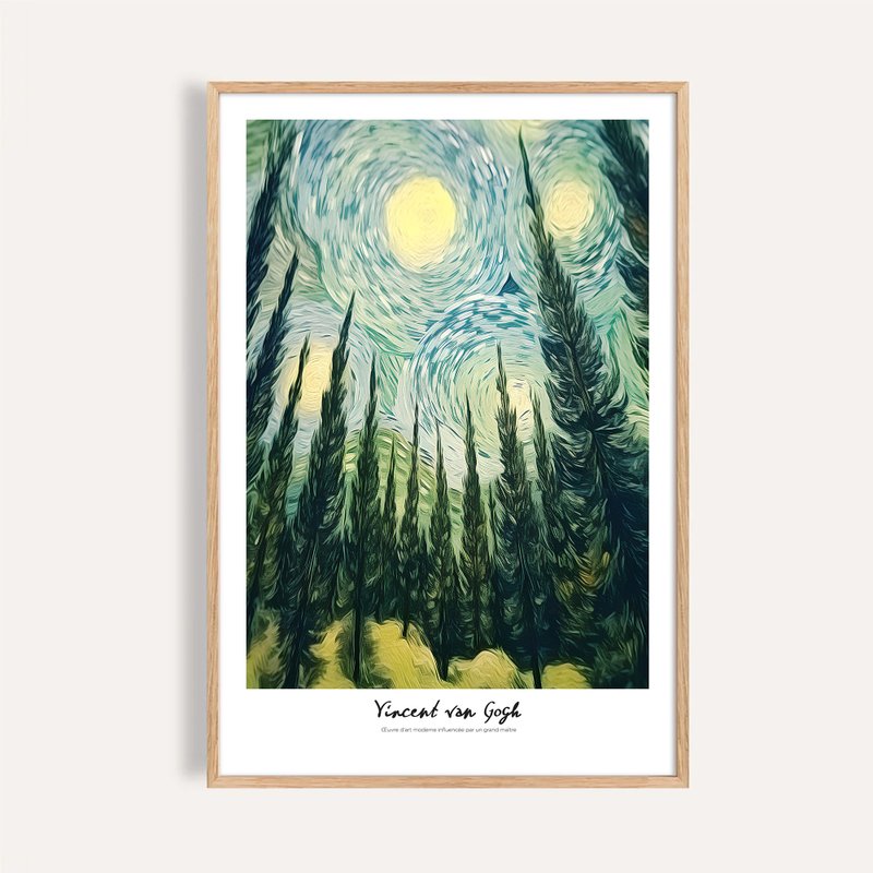 松林星夜 Starry Cypress / 梵谷風格藝術掛畫 畫芯 海報 - 海報/掛畫/掛布 - 紙 