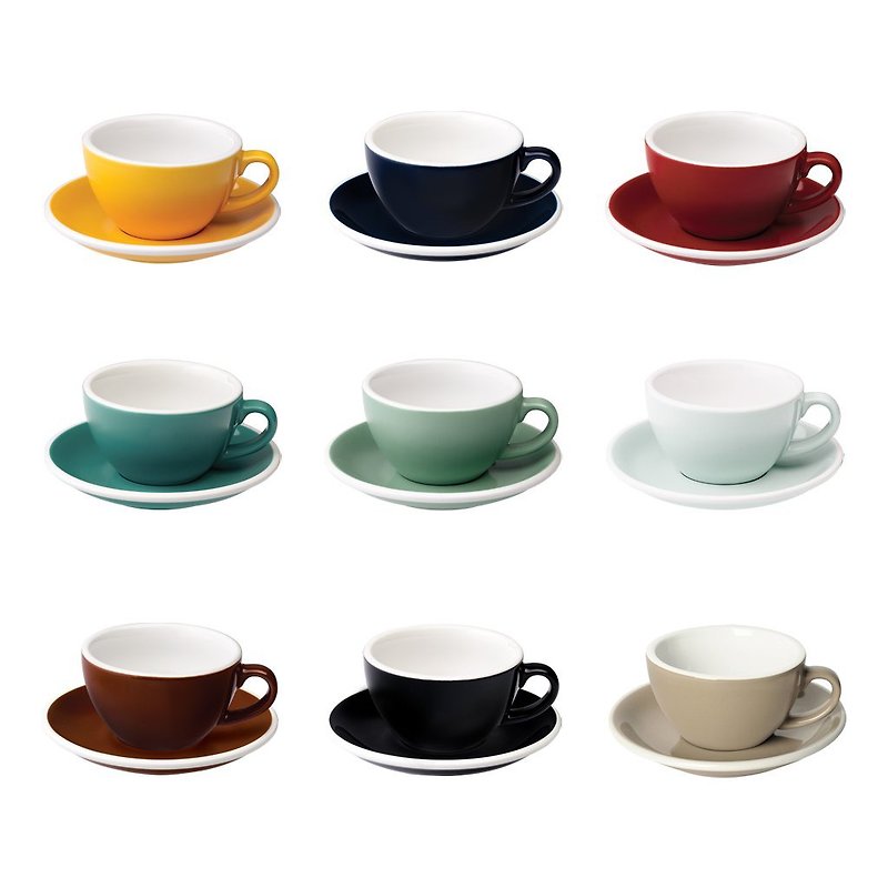 LOVERAMICS | Egg Series - Latte Cup & Plate Set 300ml (Multiple Colors Available) - Cups - Porcelain 