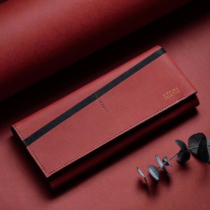 Long Wallet_Darkred - กระเป๋าสตางค์ - วัสดุอื่นๆ สีแดง