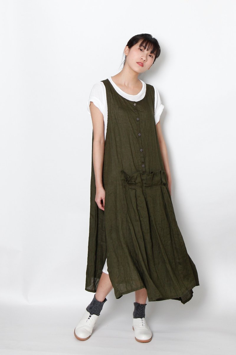 And - Veronica - Cardigan dress with the inside ride - One Piece Dresses - Cotton & Hemp Green