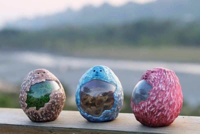 森山抬頭族 小藍 黏土捏塑 公仔 擺飾 土偶 - 擺飾/家飾品 - 水泥 藍色