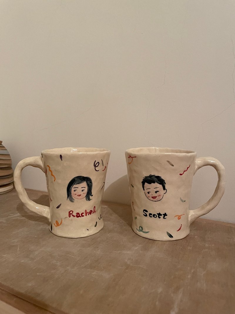 Handmade pottery painted commemorative cups, wedding gifts, couple's emotional commemorative cups - Cups - Pottery Pink