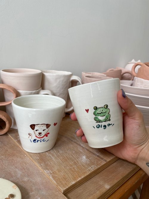 米粒陶 Milly’s pottery 手作陶似顏繪紀念對杯 結婚禮物 情侶 感情 紀念對杯