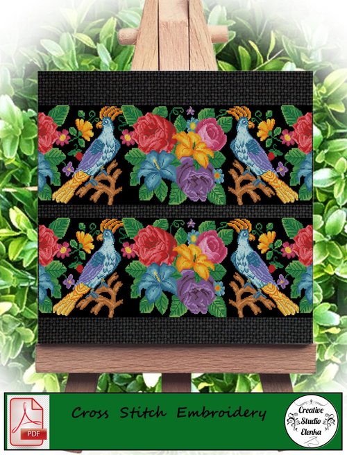 CreativeStudioElenka Cross stitch pattern Birds and flowers pattern