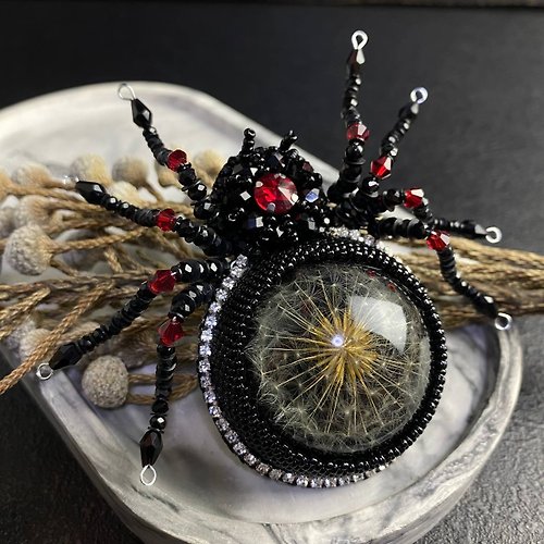 AlexArtRoom Big Spider brooch, spider brooch, spider jewelry, real dandelion jewelry