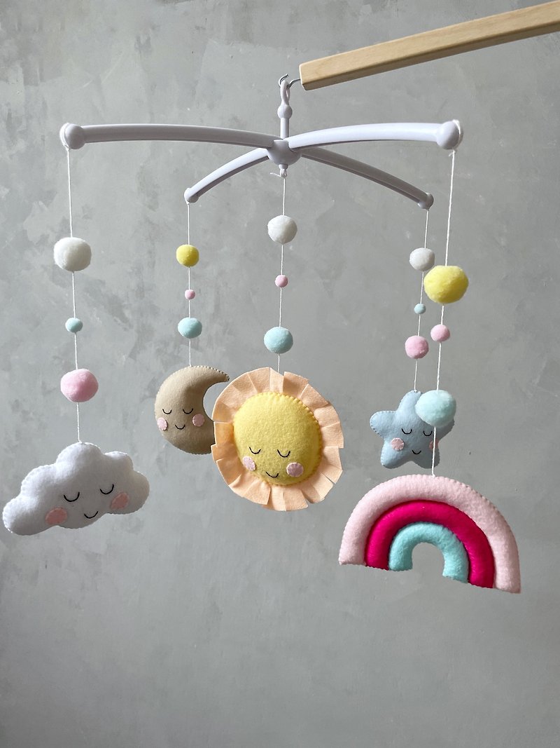 Rainbow baby mobile girl, Crib mobile boy, Baby mobile sky, Nursery mobile - Kids' Toys - Eco-Friendly Materials Multicolor