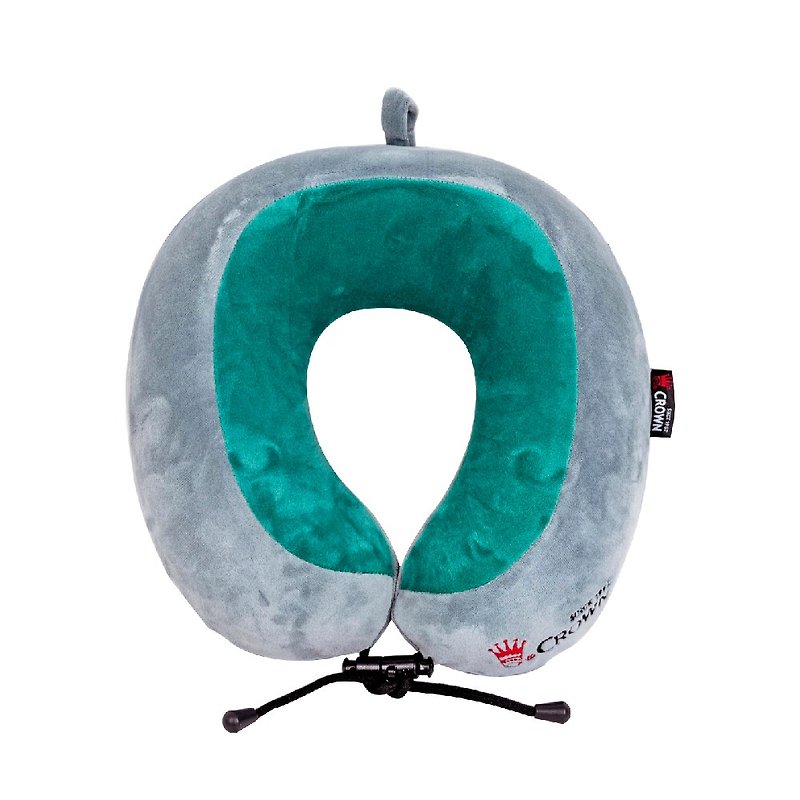 【CROWN】Two-color memory foam travel neck pillow green gray - Pillows & Cushions - Other Materials Green