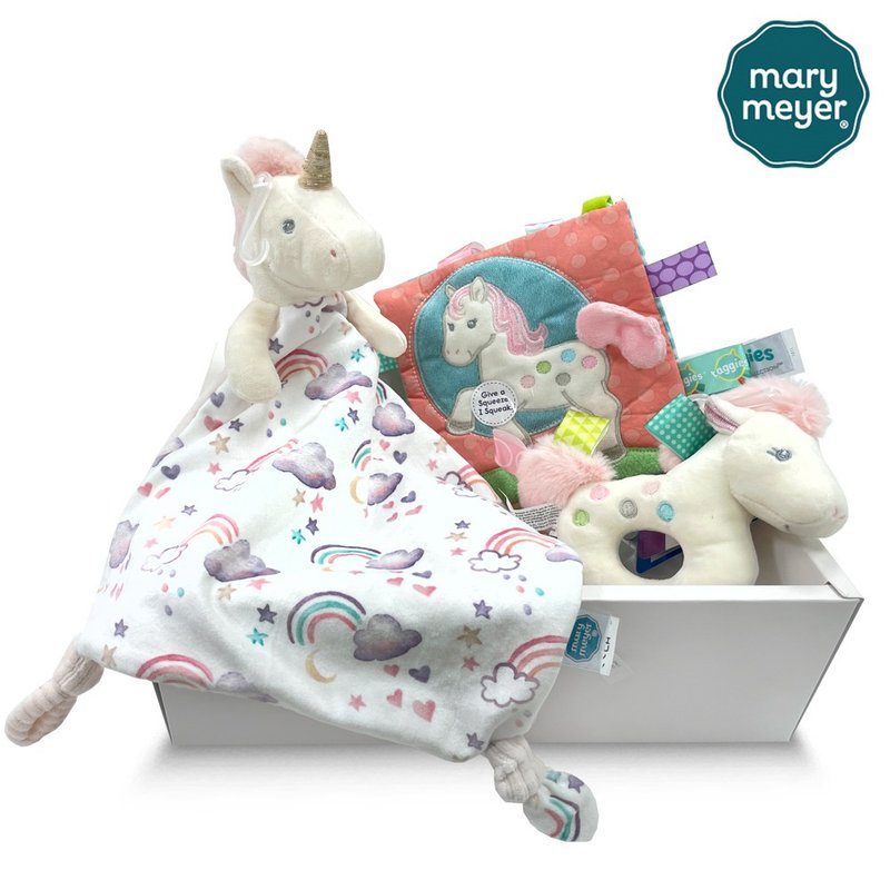 【MaryMeyer】Unicorn Collection Gift Box (hand bell, comfort towel, sandpaper) - Baby Gift Sets - Cotton & Hemp Multicolor