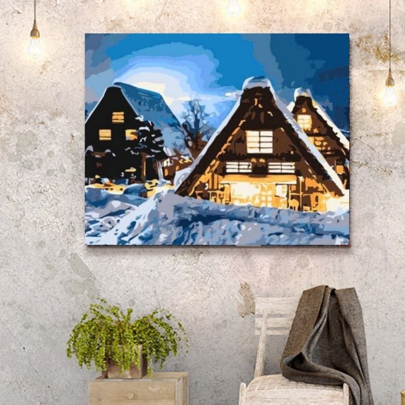 Gassho Village Lighting Season Creative Digital Oil Painting【Sales Ranking】 - วาดภาพ/ศิลปะการเขียน - วัสดุอื่นๆ 