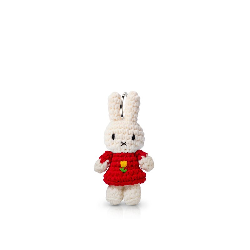 Just Dutch | Miffy 手工編織 紅色 鬱金香 鑰匙圈 吊飾 - 公仔/玩偶 - 棉．麻 紅色
