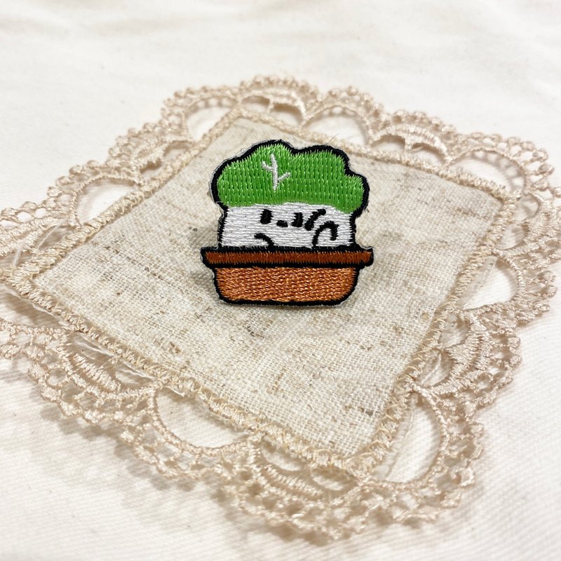 刺繡別針 - 盆菜 - 徽章/別針 - 繡線 綠色
