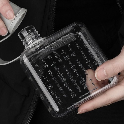 卜A杯 boeibei 蘭亭序書法 隨行杯320ml 方形透明扁平水杯