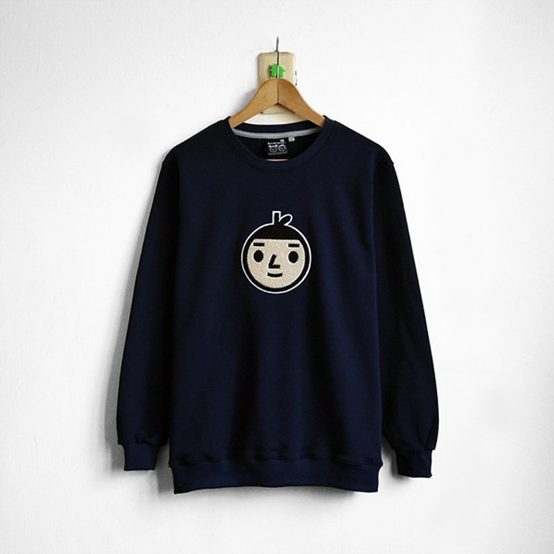 【BestFriend】Jumbo BoyFriend Long Sleeve Sweat / 長袖大學T (深藍) - 帽T/大學T - 棉．麻 藍色