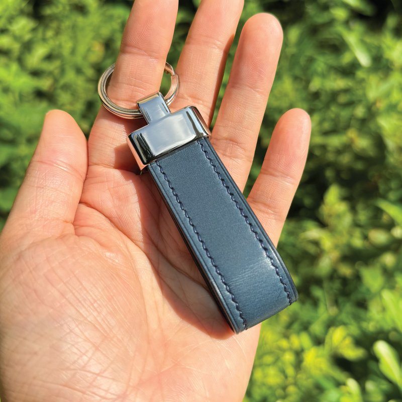 【Key Ring】Navy Tochigi | Everyday Carry | Handmade Leather in Hong Kong - Keychains - Genuine Leather Blue