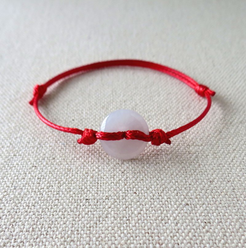 Benming Year [Peace‧Ruyi] Wax ice small safe buckle Korean Wax thread bracelet*01*ward off evil spirits and protect safety - Bracelets - Gemstone Red