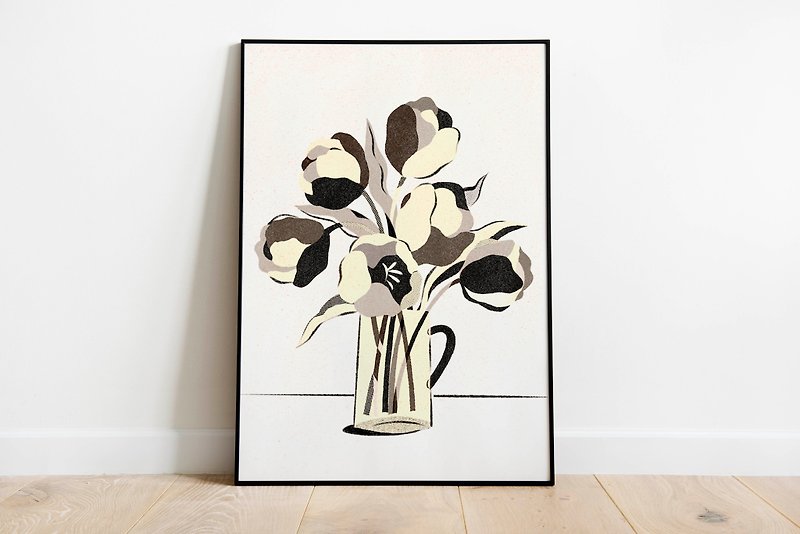Tulip flower | A4 poster | Art print | - Posters - Paper Black