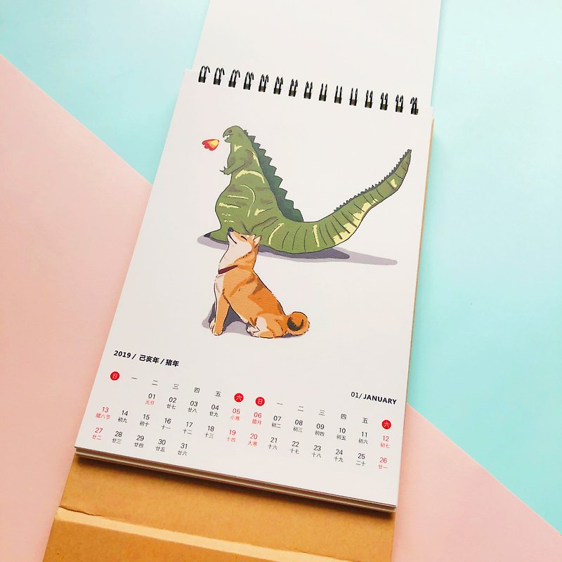 2019アニマルデスクカレンダー - カレンダー - 紙 ホワイト
