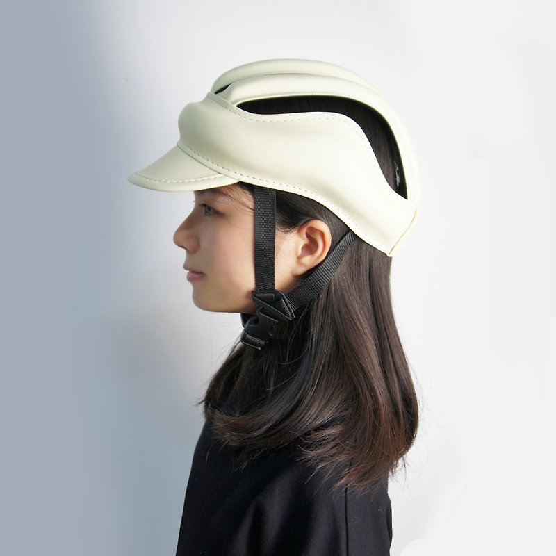 SE IC |レトロな革のオートバイの革の帽子|ベージュ - 自転車・サイクリング - 革 