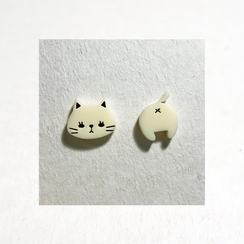 Cat earrings / piercings - Earrings & Clip-ons - Acrylic Multicolor