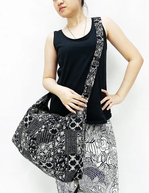 pikalda Thai Cotton Bag Women bag Shoulder bag Cross Body Bag Hilltribe fabrics Black