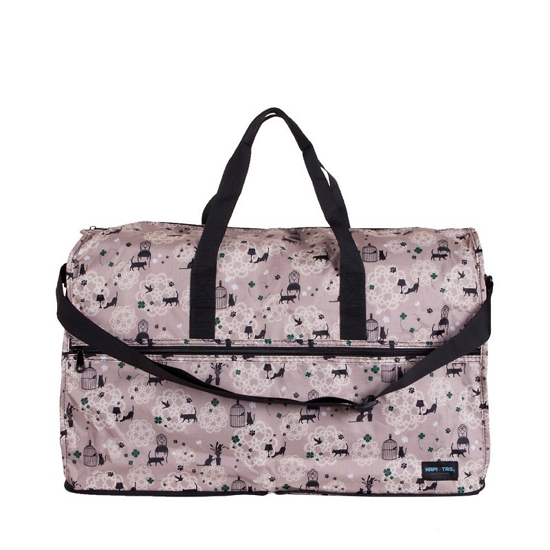 [HAPI+TAS] Japan Original Authorized Folding Travel Bag (Large) - Beige Cat Lace - Luggage & Luggage Covers - Polyester Multicolor