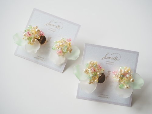 chouette fleur de neige pierce /earring(green)