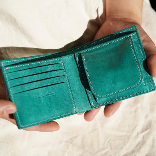 限定カラーターコイズブルー】二つ折り財布 財布 ミニ財布