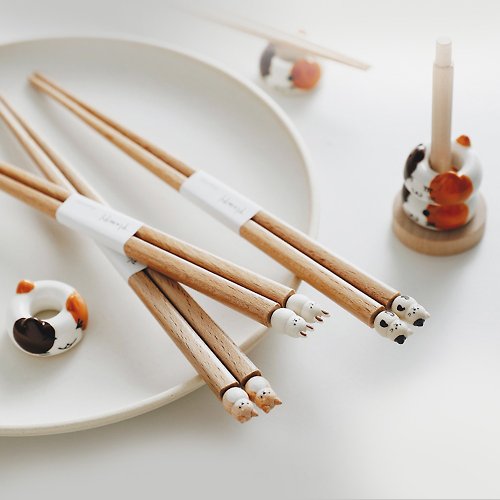 日本霜山 SHIMOYAMA 日本霜山 日本製圓滾滾動物系列木筷(19.5cm)-2雙組-多款可選