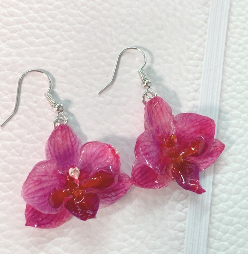 真花飾品 蘭花耳環 乾燥花  手工原創 七夕送禮 - 耳環/耳夾/耳骨夾 - 植物．花 