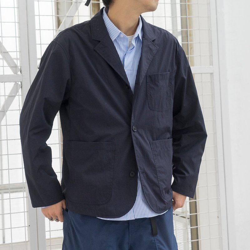 JACKET autumn and winter Japanese style with navy blue pocket design casual jacket Oversized Cityboy - Men's Shirts - Polyester Blue