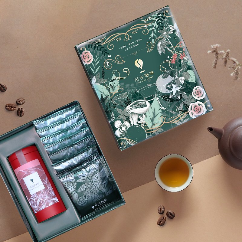 New Year's Fragrant Gift Box | 8 coffee filter bags/1 Taiwanese small leaf nectar black tea - กาแฟ - อาหารสด สีเขียว
