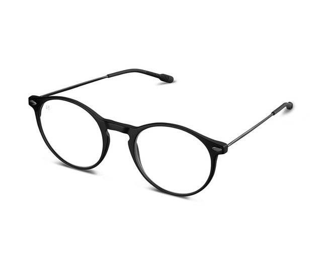 シルバー長方形老眼鏡 ブラックテンプル フレンチNoozファッション