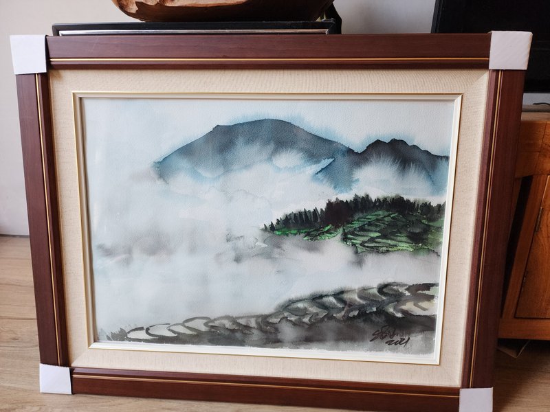 山中雲霧 - 海報/掛畫/掛布 - 紙 藍色