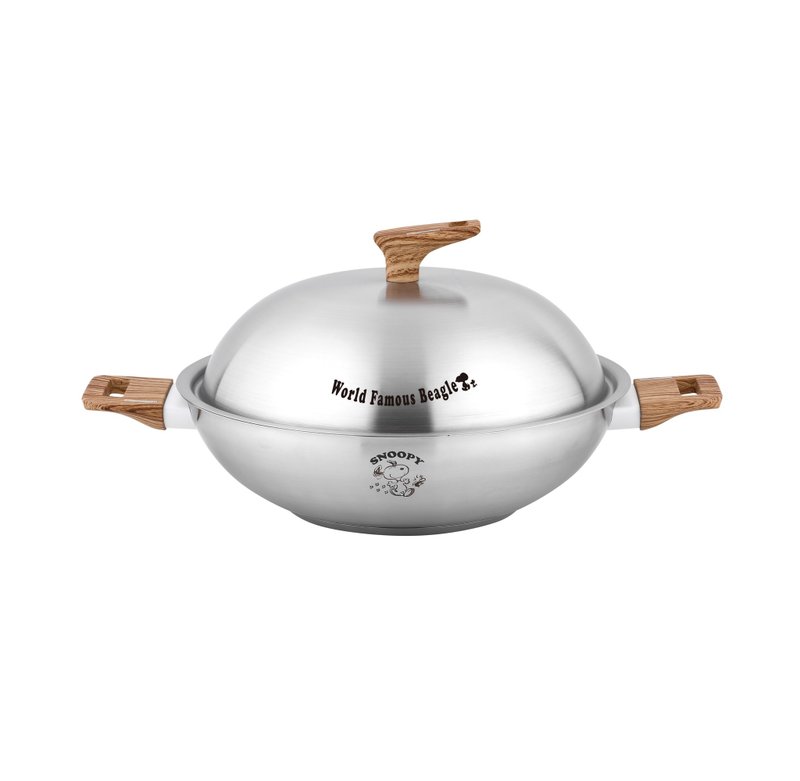 PEANUTS authorized 32cm stainless steel wok - SNOOPY - เครื่องครัว - โลหะ สีเทา