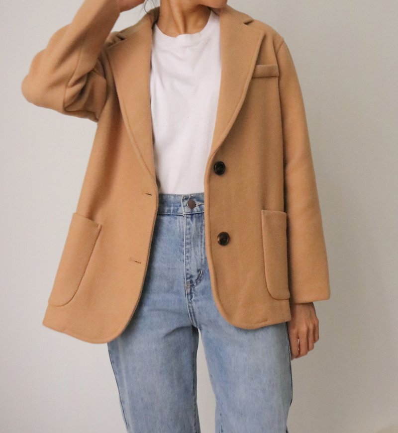 Wafer Wool Coat upgraded version of short coat can be customized in other colors - Women's Casual & Functional Jackets - Wool 