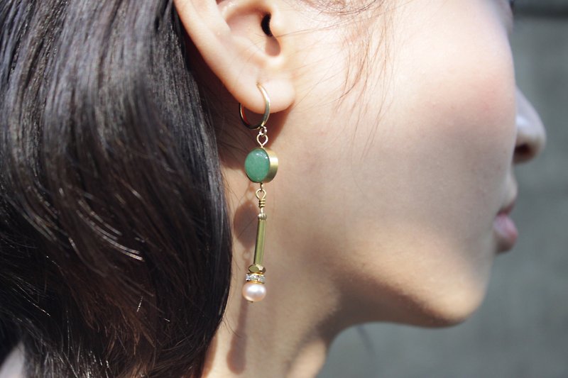 │鐘擺│耳環-岡陵 - 耳環/耳夾 - 其他金屬 綠色