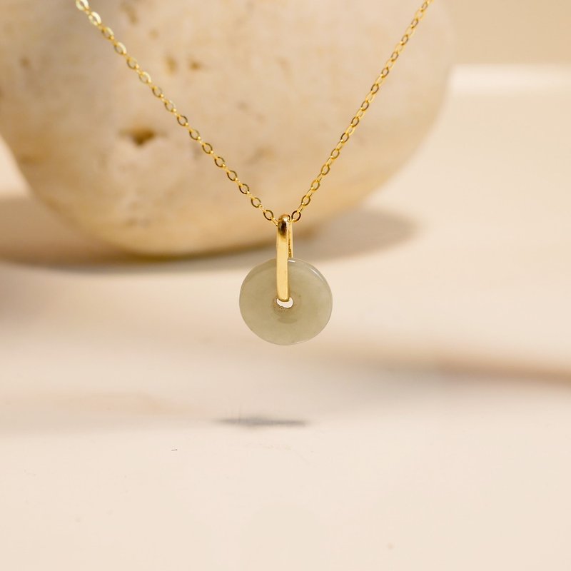 9K Yellow Gold Jade Pendant Everyday Jade - Necklaces - Jade Green