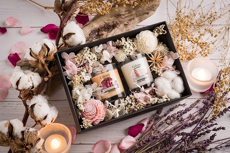 JACALS英倫香氛小蠟燭乾燥禮盒/聖誕交換禮物/聖誕禮物 - 香氛蠟燭/燭台 - 植物．花 粉紅色