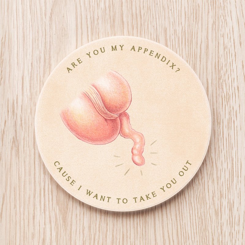 appendix custom ceramic coaster/medical anatomy bioscience organ cecum intestine - Coasters - Porcelain Green