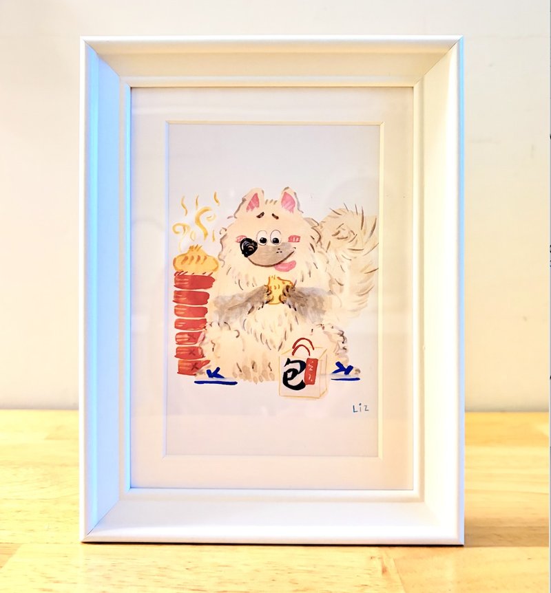 小籠包狗掛畫 - 含畫框  - 狗狗掛畫/玄關裝飾畫/客廳裝飾畫 - 海報/掛畫 - 紙 