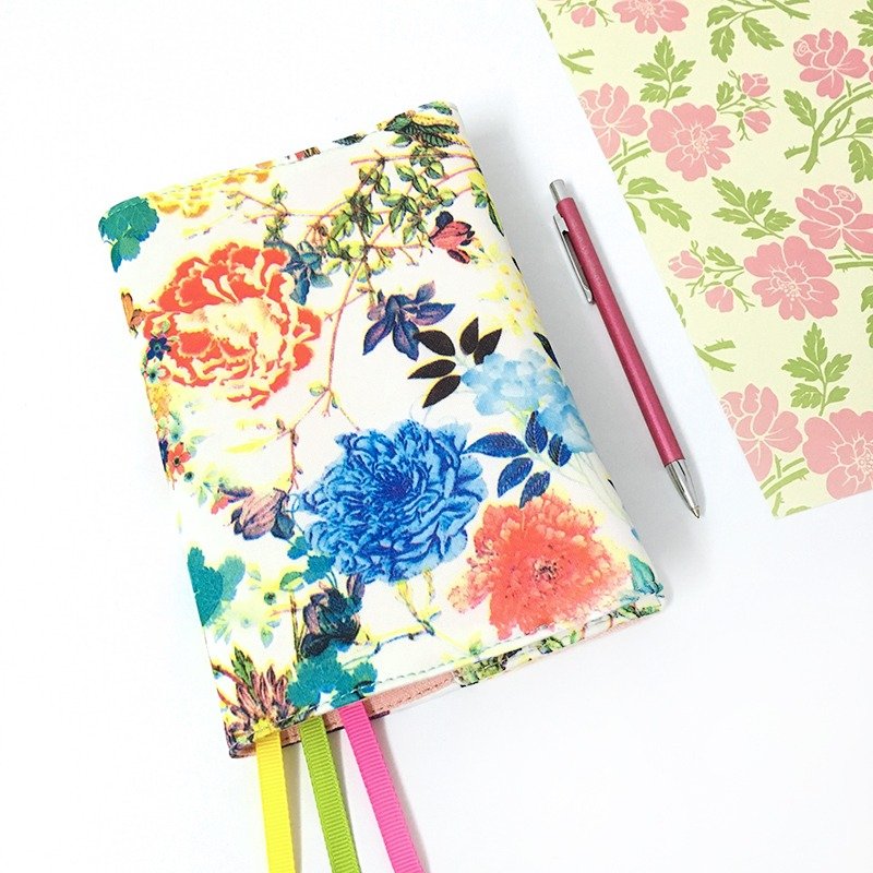 白底繁花A6書衣 - 筆記本/手帳 - 其他材質 多色