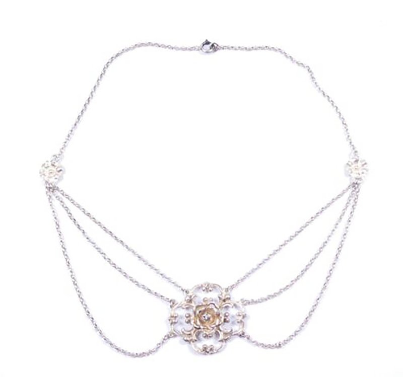 1960-70年代玫瑰花 S835銀項鍊聖誕禮盒 - 項鍊 - 純銀 銀色