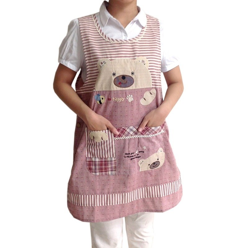 [BEAR BOY] wind big bear side buckle two-pocket aprons - red - Aprons - Other Materials 