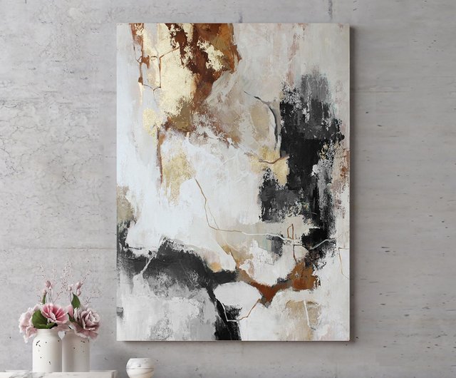 グレーの絵画 | グレーゴールドの絵画 | ゴールデングレーの抽象画