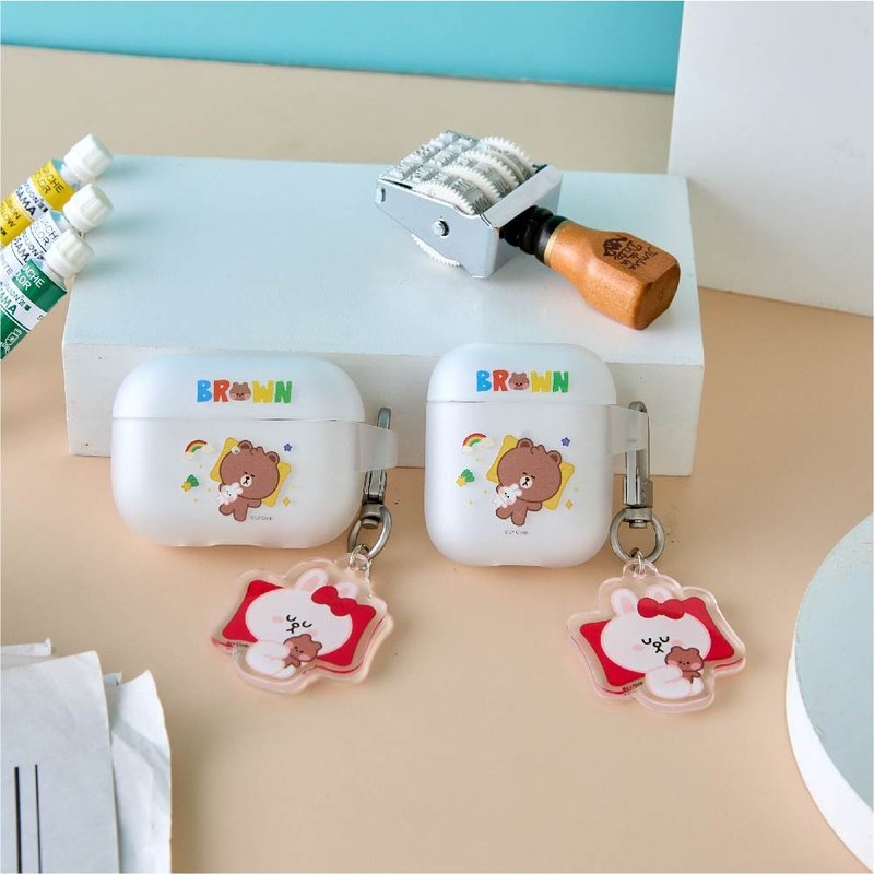 LINE FRIENDS MINI-熊大的午睡時光強悍防摔AirPods保護套(附吊飾 - AirPods/耳機保護套 - 塑膠 多色