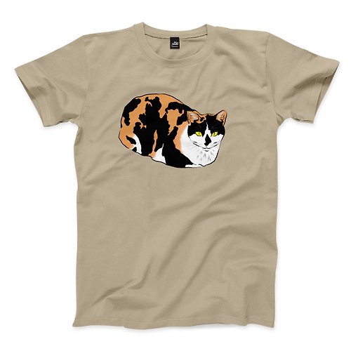 ViewFinder 打翻墨汁的貓 -卡其 - 中性版T恤
