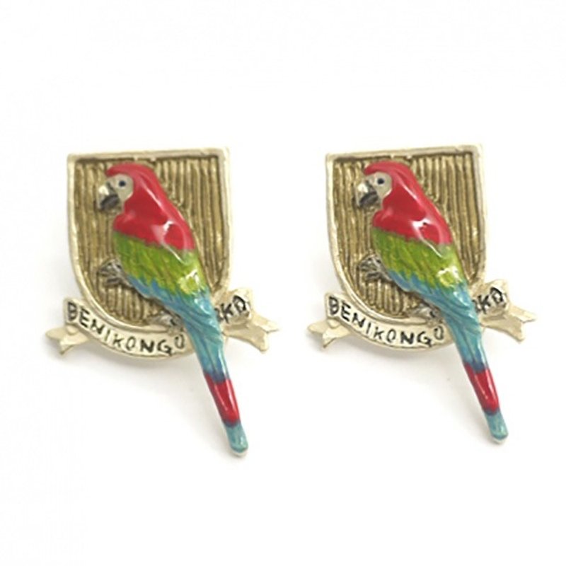 Red and Green Macaw Beni mixing earrings / earrings PA376 - ต่างหู - โลหะ สีแดง