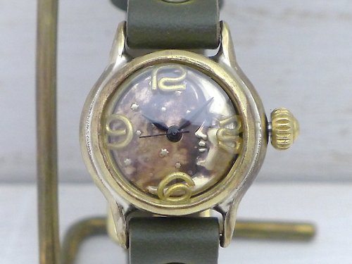 手作り時計 渡辺工房 Hand Craft Watch "Watanabe-KOBO" CrescentMoon-LB 22mmBrass(真鍮) 三日月文字盤 手作り時計 305B-CM